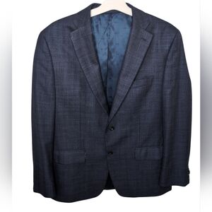 Michael Kors Blazer Mens 42R Blue Plaid Polyester Sport Coat 2 Button Jacket